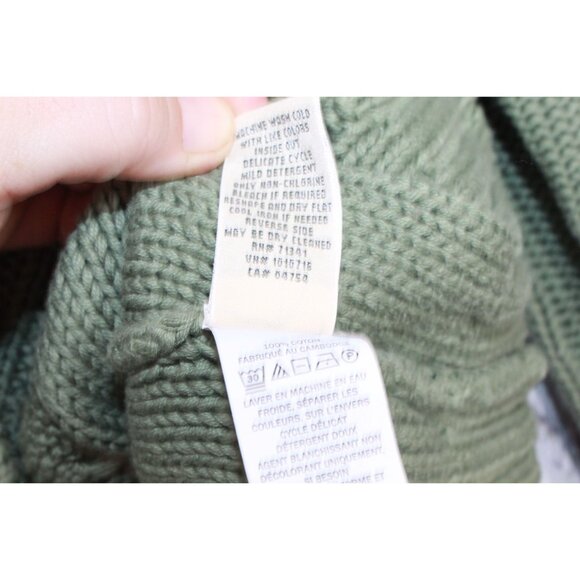LL Bean Double L Cable Sweater Crewneck Bay Leaf Size Small - Picture 7 of 10